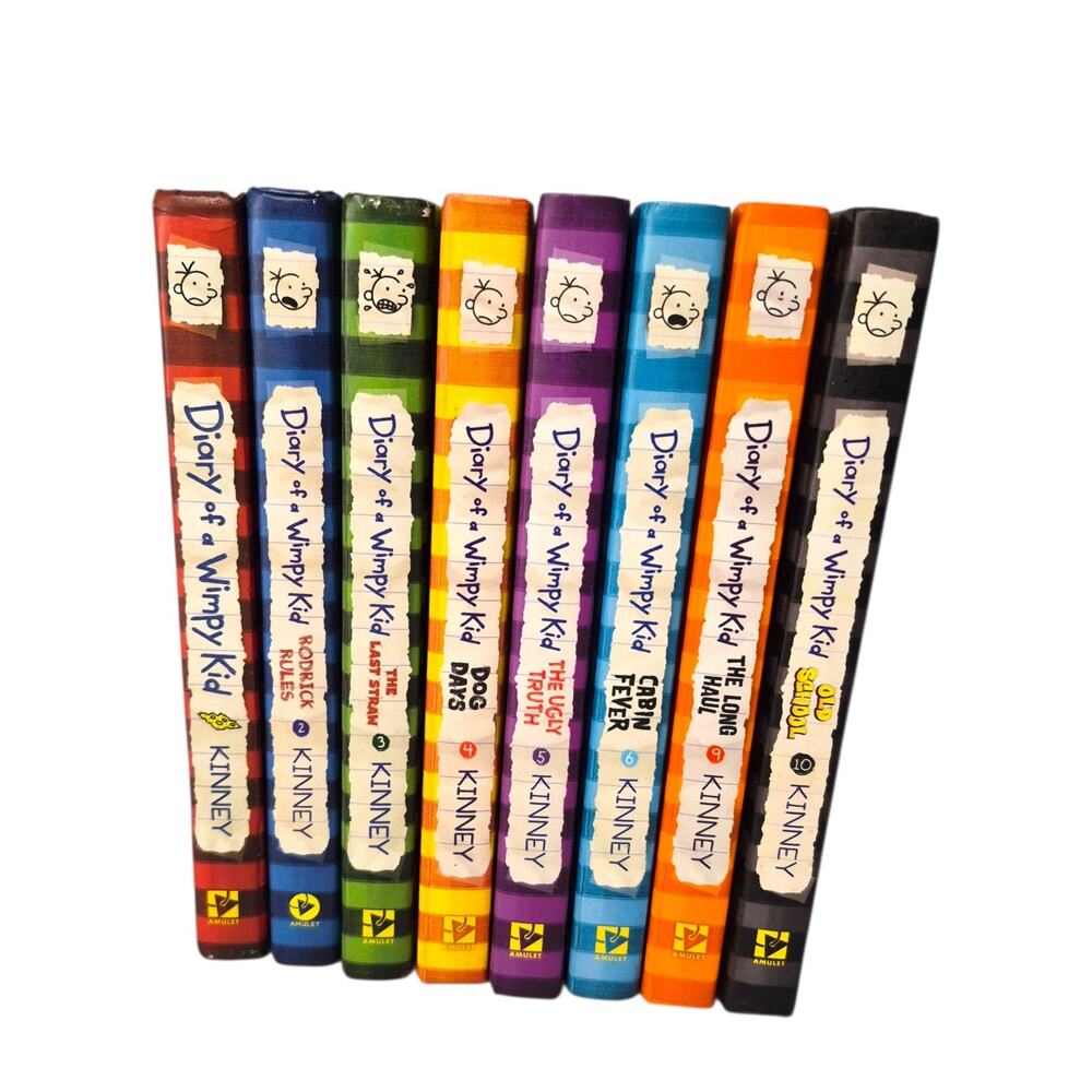 Jeff Kinney Diary of A Wimpy Kid Hardcover Set of 8 Books VGC Vol 1-6 9-10